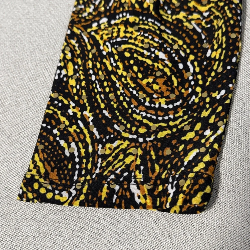 Emily Daniel’s Elegant Brown and Gold Swirl Tunic Top SZPM. - Picture 14 of 14